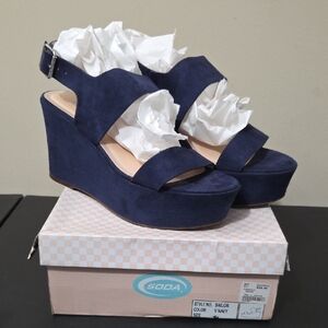 Soda Women's Dark Blue Wedge Sandals